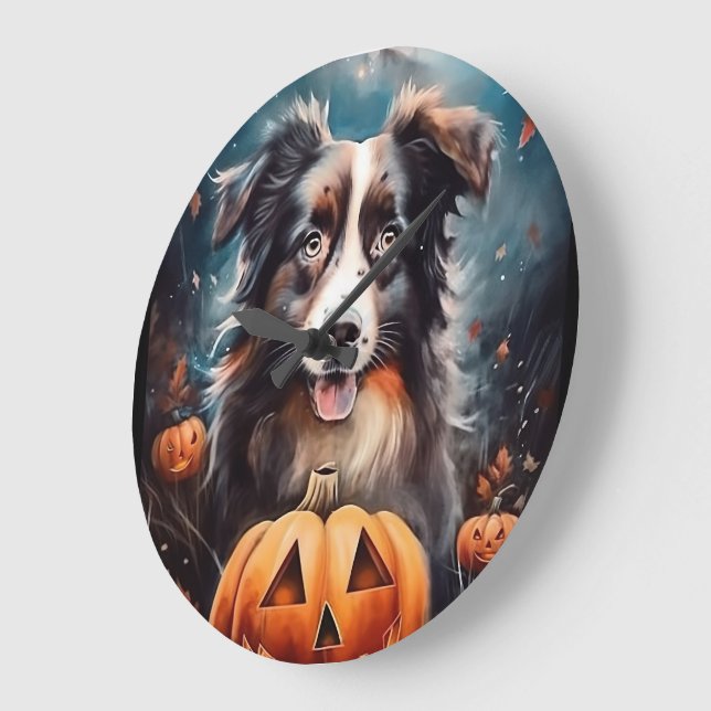 Halloween Australian shepherd med påssjuka Stor Klocka (Vinkel)