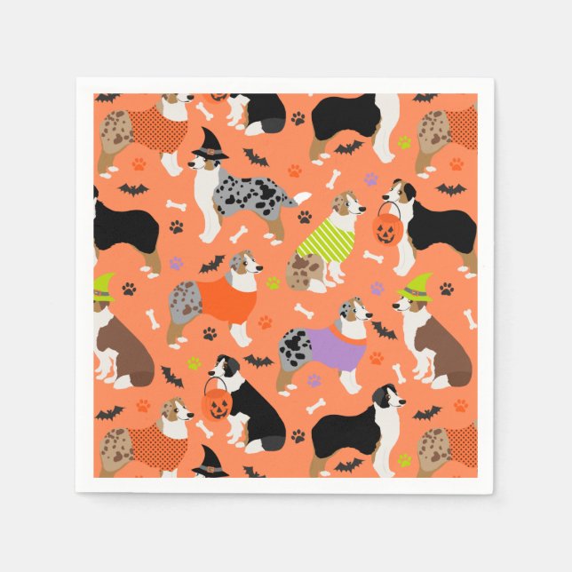 Halloween Australian shepherd Napkins Pappersservett (Framsidan)