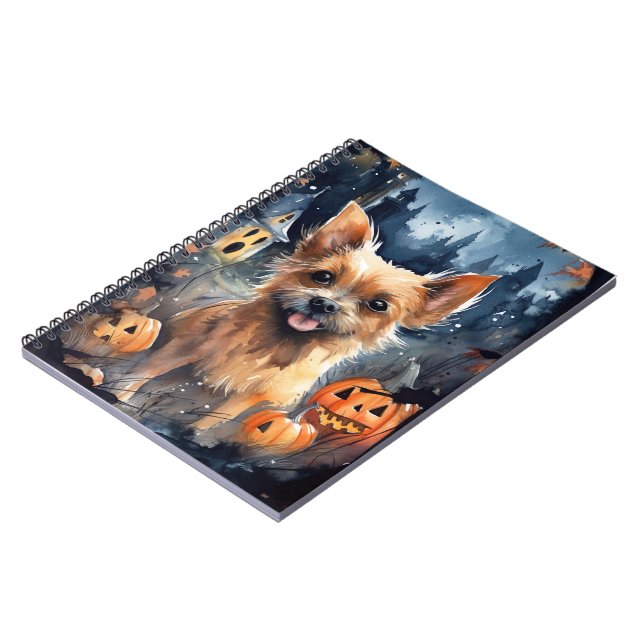Halloween Australian Terrier med pumpkins Scary Anteckningsbok (Vänstra Sidan)
