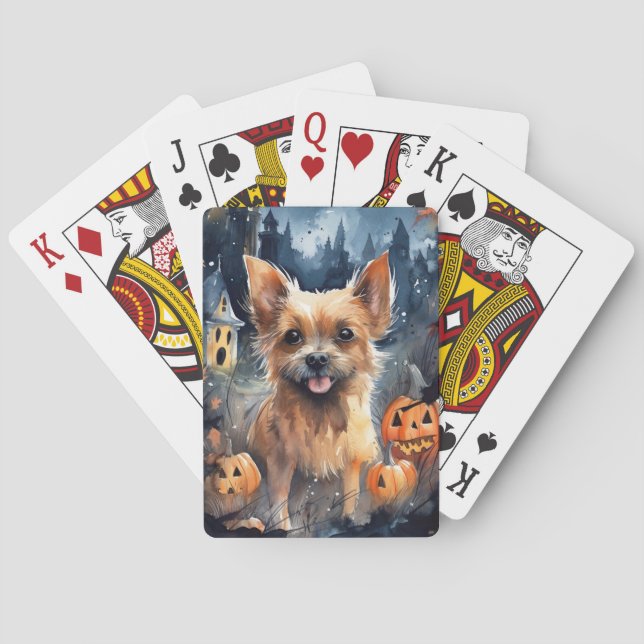 Halloween Australian Terrier med pumpkins Scary Casinokort (Baksidan)