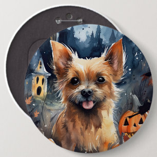 Halloween Australian Terrier med pumpkins Scary Knapp
