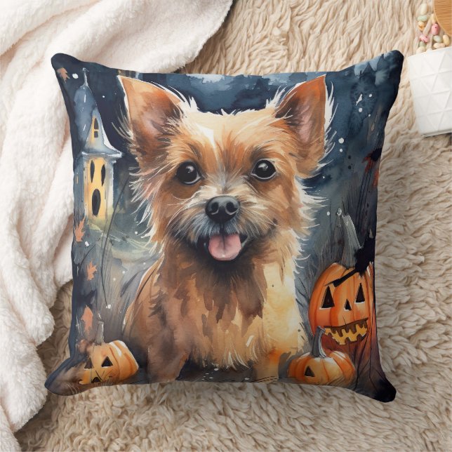 Halloween Australian Terrier med pumpkins Scary Kudde (Filt)