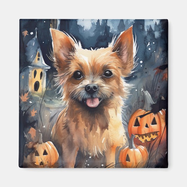 Halloween Australian Terrier med pumpkins Scary Magnet (Framsidan)