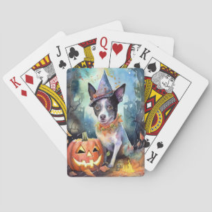 Halloween Australiensisk Nötkreatur Med Pumpa Skrä Casinokort