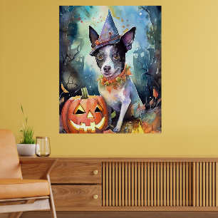 Halloween australisk boskap med pumpor Scary Poster