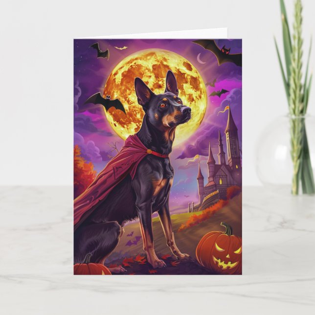 Halloween Australisk Kelpie Hund Pumpa Skräckinjag Kort (Framsida)
