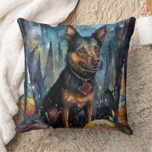 Halloween australisk kelpie med pumpor läskig kudde