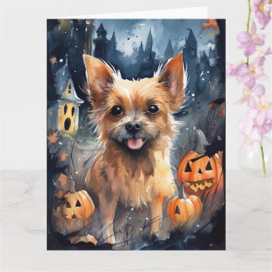 Halloween australisk terrier med pumpor läskig  kort
