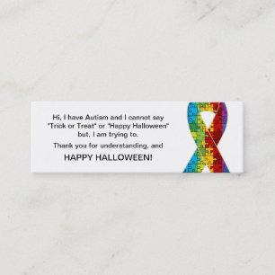 Halloween Autism Bus eller godis-kort Ribbon 2 Mini Visitkort