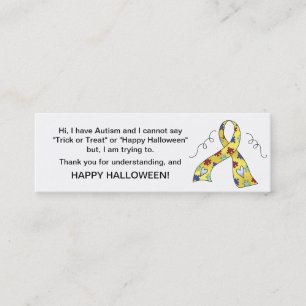 Halloween Autism Bus eller godis-kort Ribbon 4 Mini Visitkort
