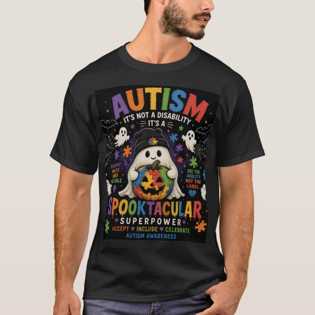 Halloween Autism T-Shirt på svenska (Framsida)