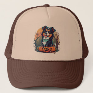 Halloween Autumn Bernese Mountain Hund med Pumpkin Keps
