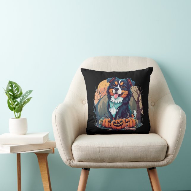 Halloween Autumn Bernese Mountain Hund med Pumpkin Kudde (Stol)
