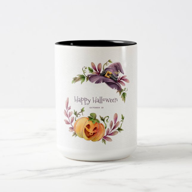 Halloween Autumn Foliage Two-Tone Coffee Mugg (Center)