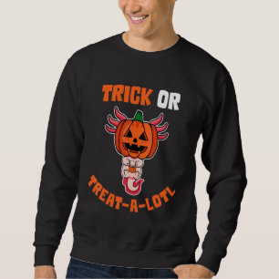 Halloween Axolotl Shirt Bus eller godis Axolotl Co Lång Ärmad Tröja