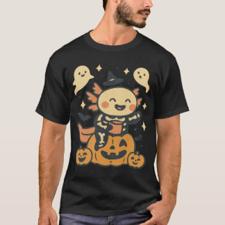 Halloween Axolotl Skelett Söt Kawaii Spöke Barn T Shirt