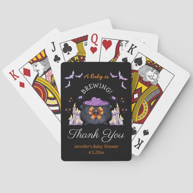 halloween baby brewing baby shower thank you black casinokort (Baksidan)