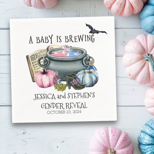 Halloween Baby Brewing Witch Gender Reveal Pappersservett (Skapare uppladdad)