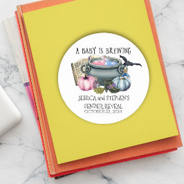 Halloween Baby Brewing Witch Gender Reveal Runt Klistermärke