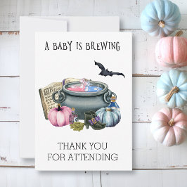 Halloween Baby Brewing Witch Gender Reveal Tack Kort