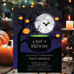 Halloween Baby håller på att andas babyskor Inbjudningar