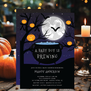 Halloween Baby håller på att andas babyskor Inbjudningar