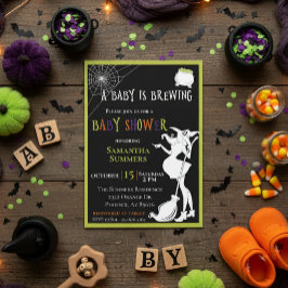 Halloween Baby is Brewing Witch Baby Shower Inbjudningar