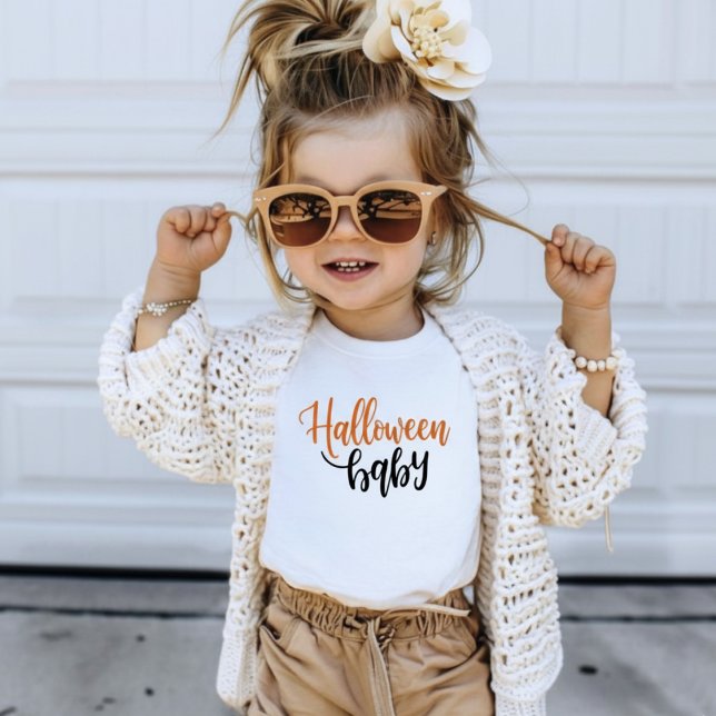 Halloween Baby Orange and Black Typography T Shirt (Halloween Baby Orange and Black Typography Toddler T-shirt
)