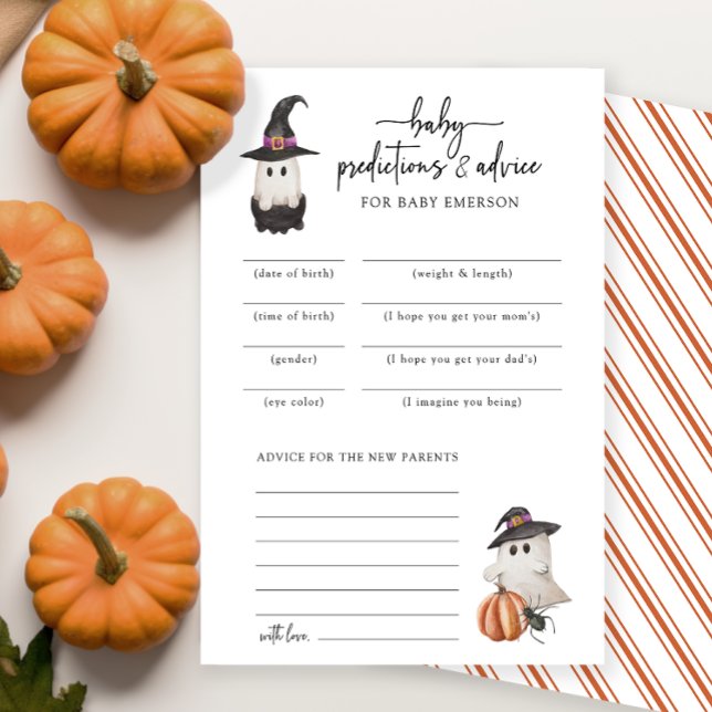 Halloween Baby-predikkort (A Little Boo Baby Shower Invitation Baby Predictions and Advice Card Fall Autumn Halloween Orange)