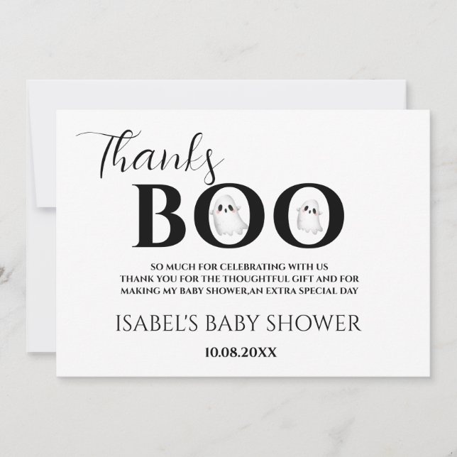 Halloween Baby Shower A Little Boo Thank You Card Tack Kort (Framsida)