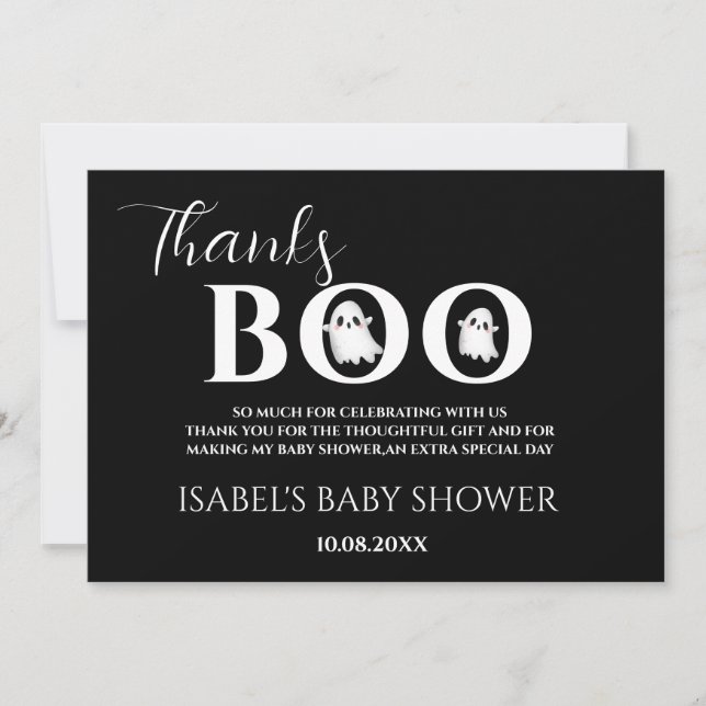 Halloween Baby Shower A Little Boo Thank You Card Tack Kort (Framsida)