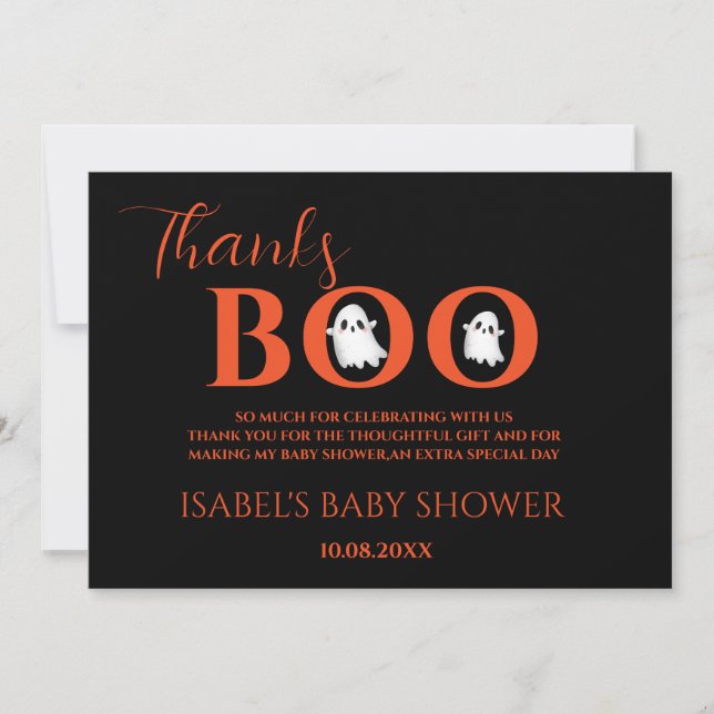 Halloween Baby Shower A Little Boo Thank You Card Tack Kort (Framsida)