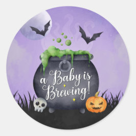 Halloween Baby Shower Baby håller på att andas. Runt Klistermärke