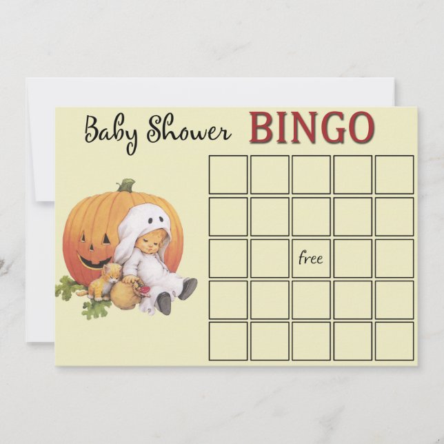 Halloween Baby Shower Bingo-kort Inbjudningar (Framsida)