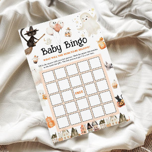 Halloween Baby Shower Bingo spel Blommig 