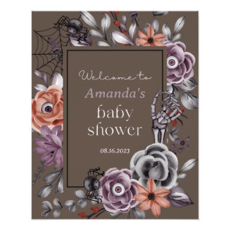Halloween Baby Shower, Blommigt för välkomstskylt Fototryck
