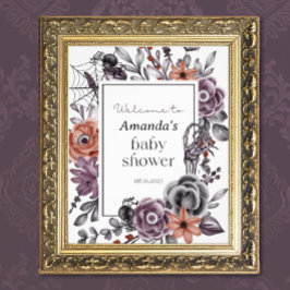 Halloween Baby Shower, Blommigt för välkomstskylt Fototryck