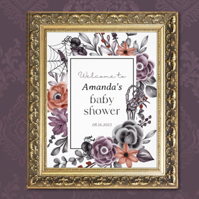 Halloween Baby Shower, Blommigt för välkomstskylt Fototryck (Skapare uppladdad)