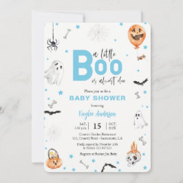 Halloween Baby Shower Blue-spökinbjudan Inbjudningar