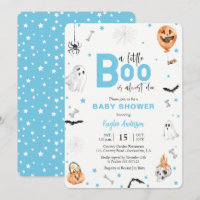 Halloween Baby Shower Blue-spökinbjudan