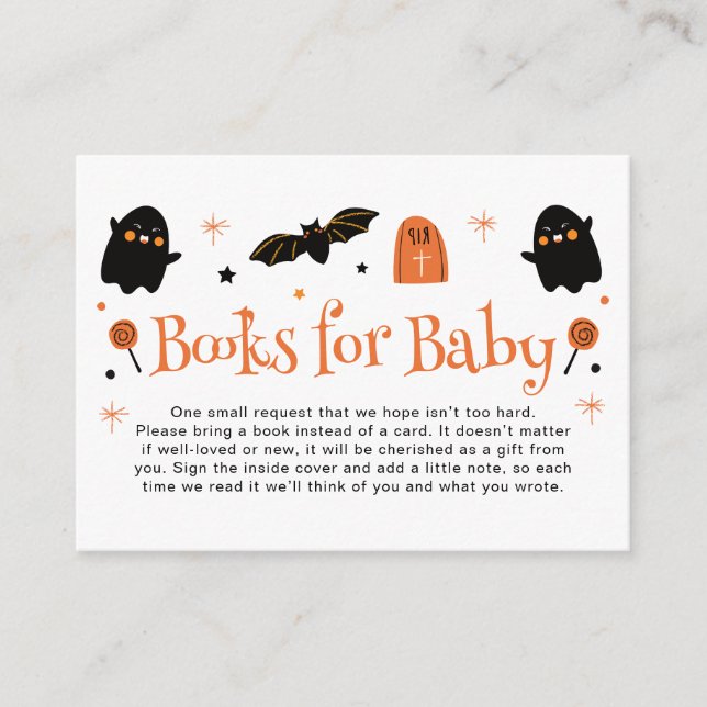 Halloween Baby Shower Böcker för Bebis Tilläggskort (Framsida)