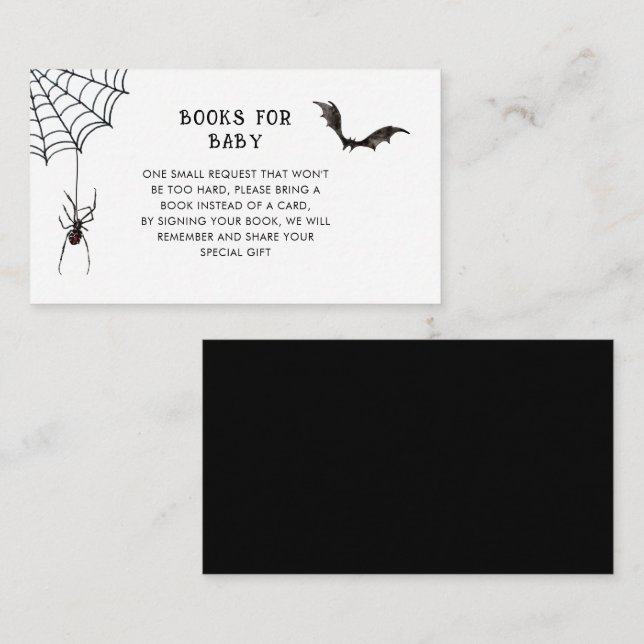 Halloween Baby Shower Bok Begäran Tilläggskort (Fram/baksida)