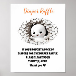 Halloween Baby Shower Boo Diaper Raffle Sign Poster