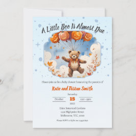 Halloween Baby Shower Boy - Nalle och pumpor Inbjudningar