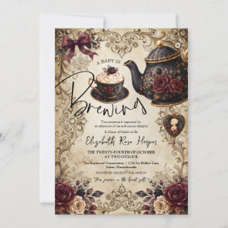 Halloween Baby Shower bryggs Vintage Gothic Inbjudningar