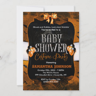 Halloween Baby Shower Costume Party Inbjudningar