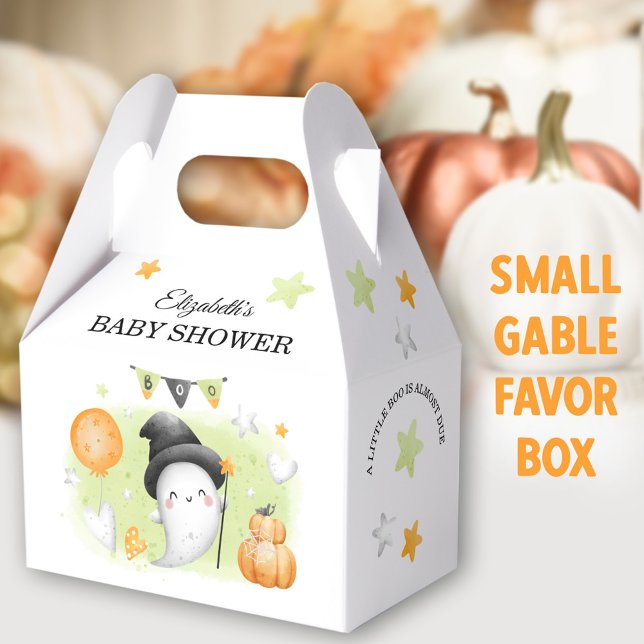 Halloween Baby Shower Cute Boo Presentaskar (Cute Boo Halloween Small Gable Favor Boxes - You can choose from 3 sizes of these gable favor boxes)