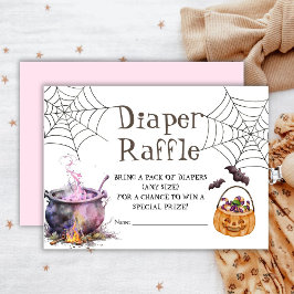 Halloween Baby Shower Diaper Raffle Girl Rosa Tilläggskort