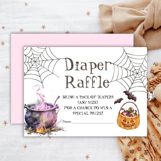 Halloween Baby Shower Diaper Raffle Girl Rosa Tilläggskort (Skapare uppladdad)