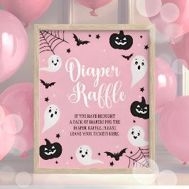 Halloween Baby Shower Diaper Raffle Sign Girl Poster